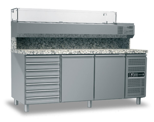 REFRIGERATED PIZZA COUNTER GINOX (9 GN1/3) WITH NEUTRAL DRAWERS
