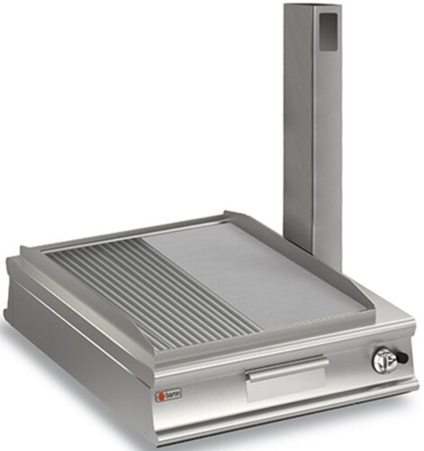 GAS TABLE TOP WITH 1/2 STRIPED STAINLESS PLATE AND 1/2 STAINLESS SMOOTH PLATE BARON CR1010639